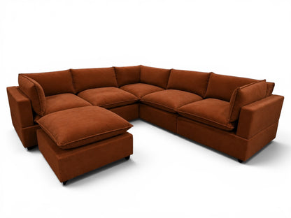Bellamia Collections "Luna" Performance Rust Red Velvet (6 Piece)