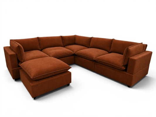 Bellamia Collections "Luna" Performance Rust Red Velvet (6 Piece)