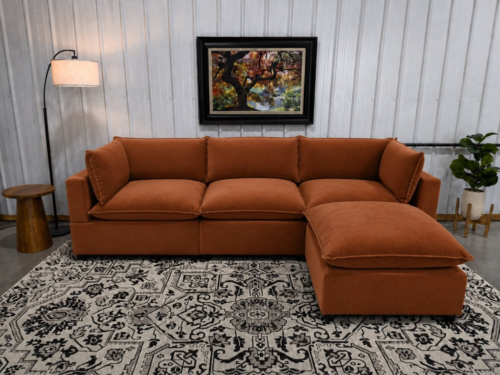 Bellamia Collections "Luna" Performance Rust Red Velvet (4 Piece)