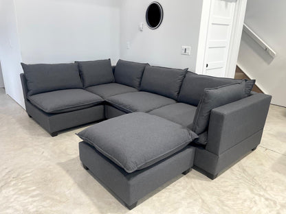 New Bliss 5 Piece Charcoal Colored Sectional