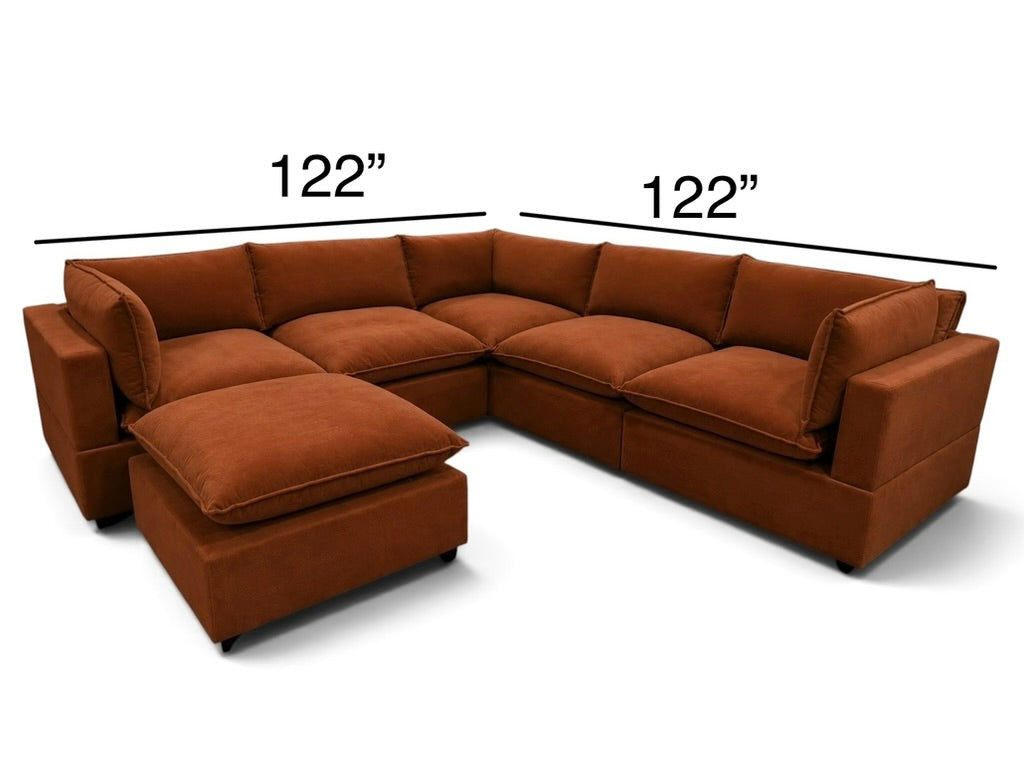 Bellamia Collections "Luna" Performance Rust Red Velvet (6 Piece)