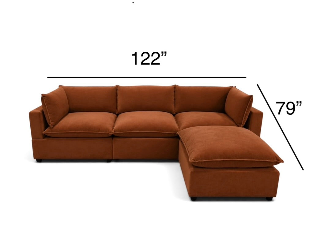 Bellamia Collections "Luna" Performance Rust Red Velvet (4 Piece)