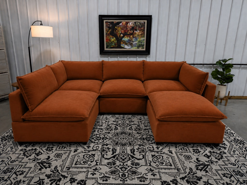 Bellamia Collections "Luna" Performance Rust Red Velvet (5 Piece)