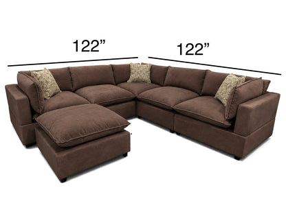 Bellamia Collections "Luna" Performance Chocolate Brown Velvet (6 Piece)