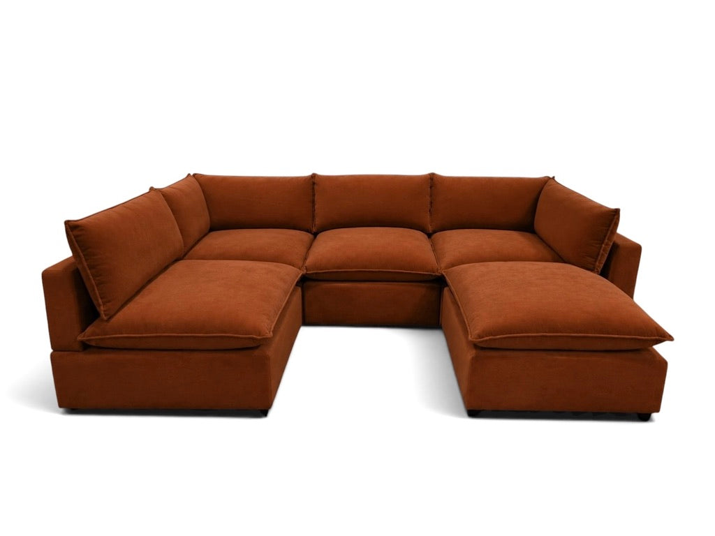 Bellamia Collections "Luna" Performance Rust Red Velvet (5 Piece)
