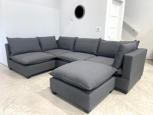 New Bliss 5 Piece Charcoal Colored Sectional