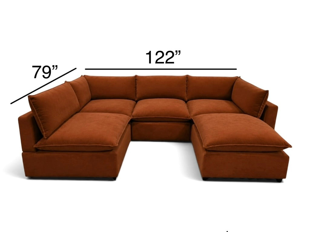Bellamia Collections "Luna" Performance Rust Red Velvet (5 Piece)