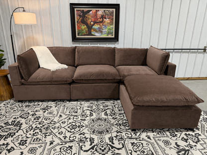 *ETA 6/8* Bellamia Collections "Luna" Performance Chocolate Brown Velvet (4 Piece)