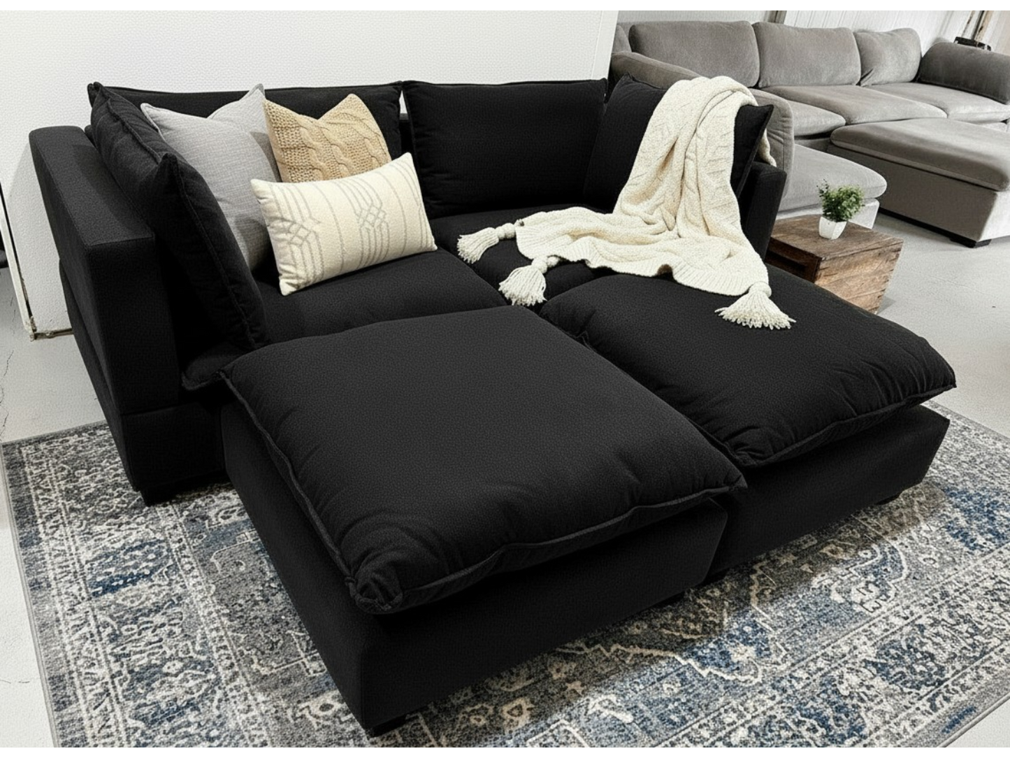 *LEFTOVER STOCK* Couch Dude Modular Cloud (Black Velvet Mini Pit)